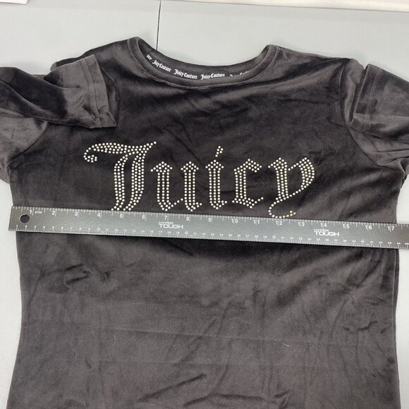 Juicy Couture Pajama Top Sleepwear Rhinestone Bling Logo Velour Black Womens S - Picture 7 of 9